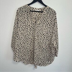Lush Cream Cheetah Print Top – 3/4 Sleeve, Size 1X (Stitch Fix)